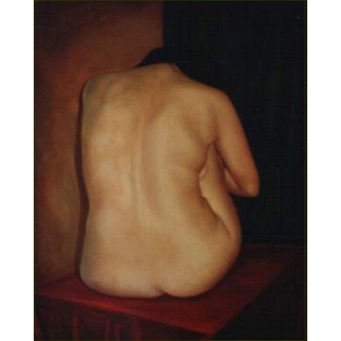 Nudo seduto di schiena